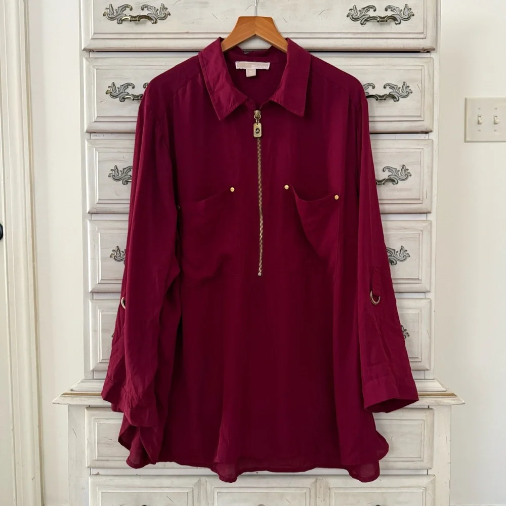 Michael Kors Burgundy Classy Top